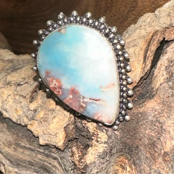 Larimar Natural Gemstone vintage Ring